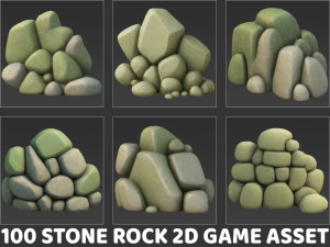 100 Stone Rock 2D Game Asset CG Texturen