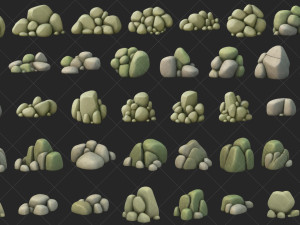 100 Stone Rock 2D Game Asset CG Texturen
