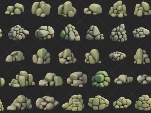 100 Stone Rock 2D Game Asset CG Texturen