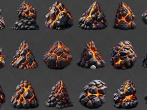 70 Lava Magma Stone Rocks Game Asset CG Textures