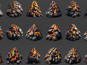 70 Lava Magma Stone Rocks Game Asset CG Textures