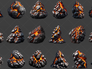 70 Lava Magma Stone Rocks Game Asset CG Textures