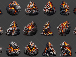 70 Lava Magma Stone Rocks Game Asset CG Textures