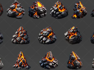 70 Lava Magma Stone Rocks Game Asset CG Textures