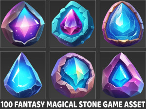 100 Fantasy Magical Gem Stone Rock Game Asset CG Textures