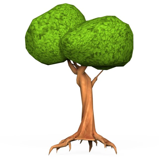 Cartoon Low Poly Tree 02 3D Model .c4d .max .obj .3ds .fbx .stl .blend 