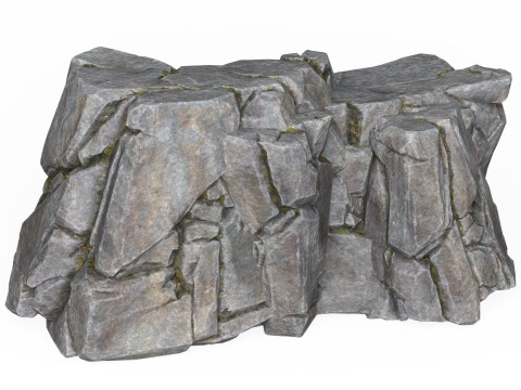Realistic Low Poly Rock Cliff 06 3D Model
