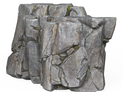 Realistic Low Poly Rock Cliff 06 3D Model