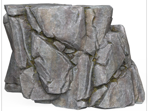 Realistic Low Poly Rock Cliff 07 3D Model