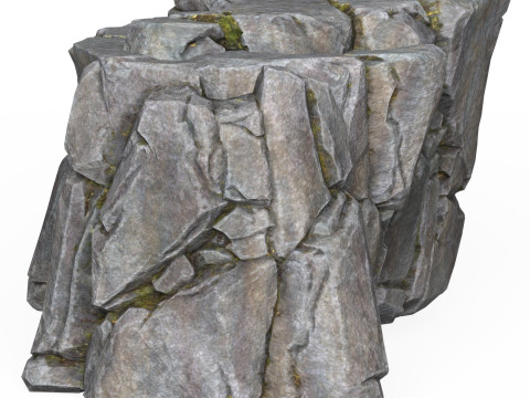 Realistic Low Poly Rock Cliff 07 3D Model