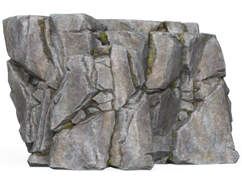 Realistic Low Poly Rock Cliff 07 3D Model