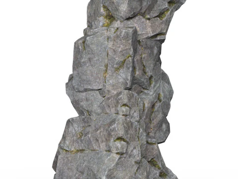 Realistic Low Poly Rock Cliff 08 3D Model