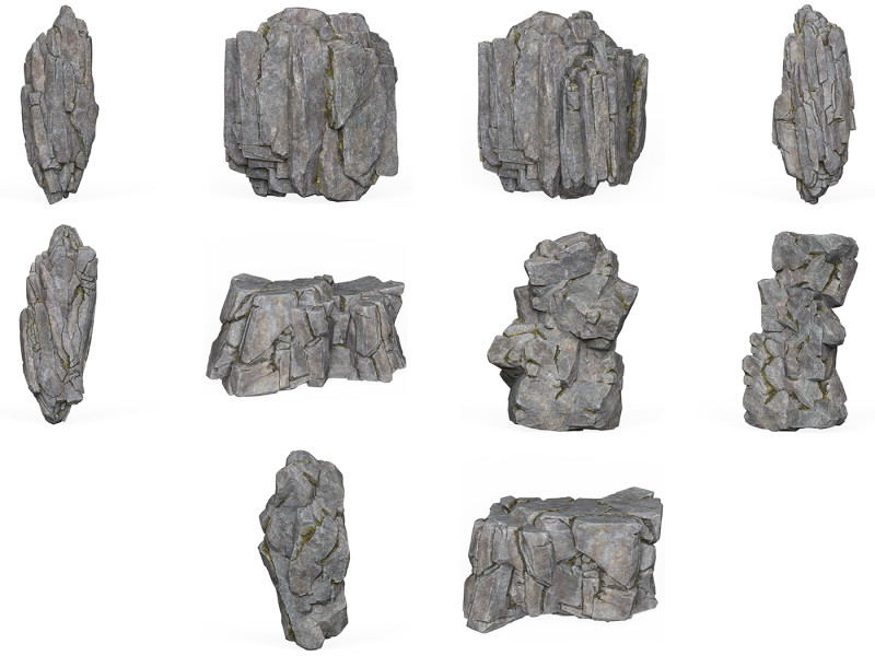 Realistic Low Poly Rock Cliff Collection Modelo 3D .c4d .max .obj .3ds .fbx .stl .blend 