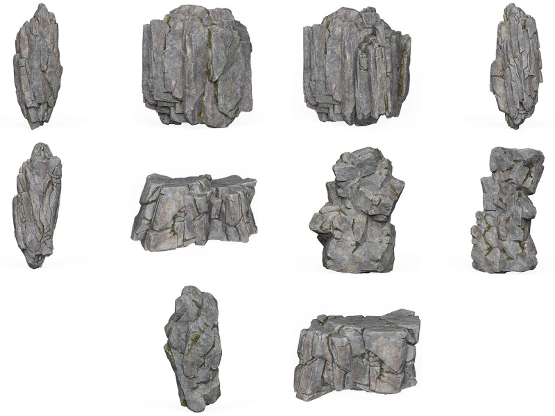 Realistic Low Poly Rock Cliff Collection 3D Model .c4d .max .obj .3ds .fbx .stl .blend