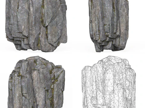 Realistic Low Poly Rock Cliff Collection 3D Model
