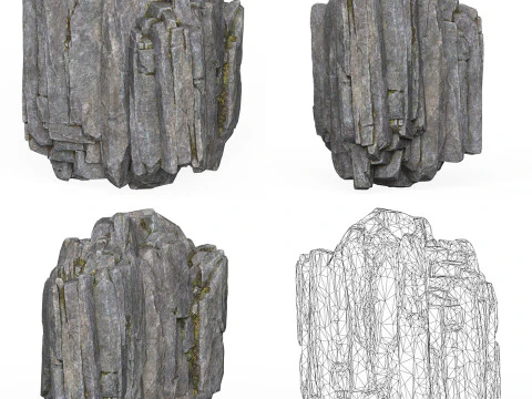 Realistic Low Poly Rock Cliff Collection 3D Model