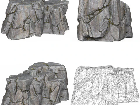 Realistic Low Poly Rock Cliff Collection 3D Model