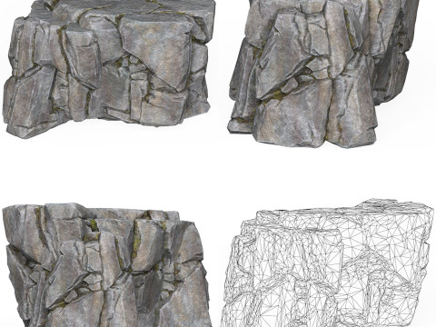 Realistic Low Poly Rock Cliff Collection Modelo 3D