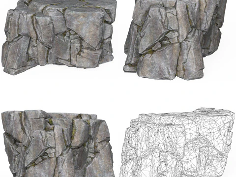 Realistic Low Poly Rock Cliff Collection 3D Model