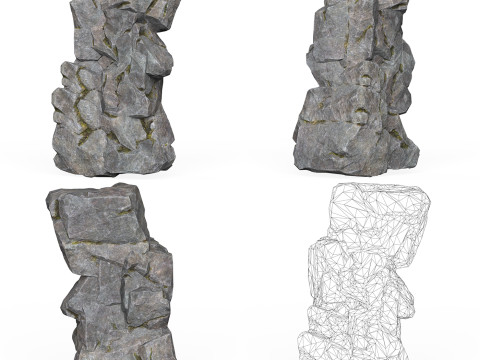 Realistic Low Poly Rock Cliff Collection Modelo 3D
