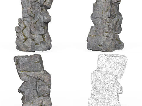 Realistic Low Poly Rock Cliff Collection 3D Model