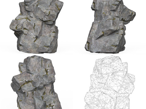 Realistic Low Poly Rock Cliff Collection Modelo 3D