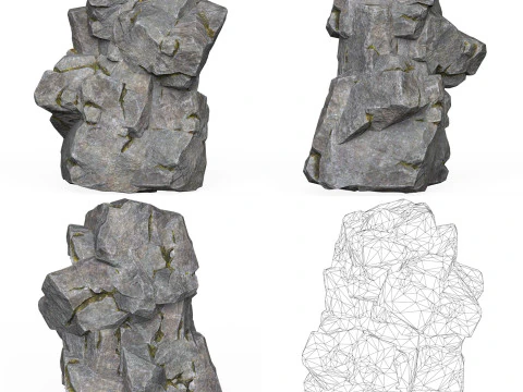 Realistic Low Poly Rock Cliff Collection 3D Model