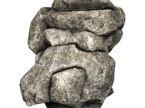 Low Poly Realistic Rock 02 Model 3D