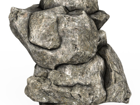 Low Poly Realistic Rock 02 Model 3D