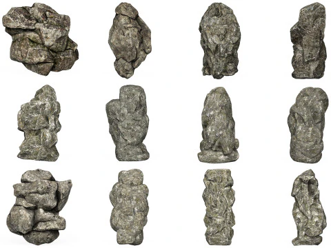 Laag poly realistische rockcollectie 3D Model