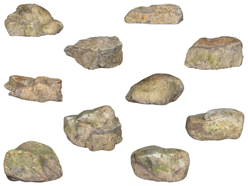 10 Low Poly Stone Rock Collection 3D Model .c4d .max .obj .3ds .fbx .stl .blend 