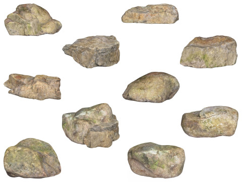 10 Low Poly Stone Rock Collection Modelo 3D