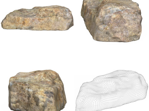 10 Low Poly Stone Rock Collection 3D Model