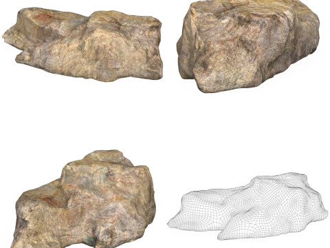 10 Low Poly Stone Rock Collection 3D Model