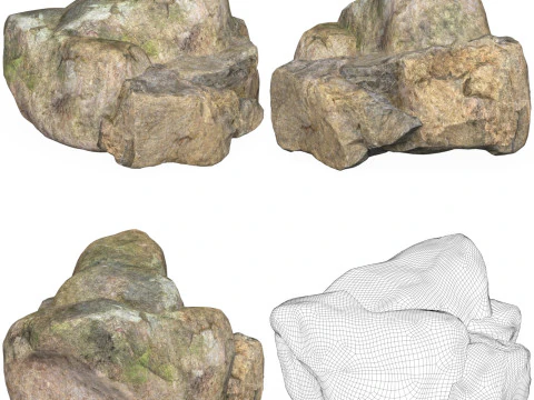 10 Low Poly Stone Rock Collection 3D Model