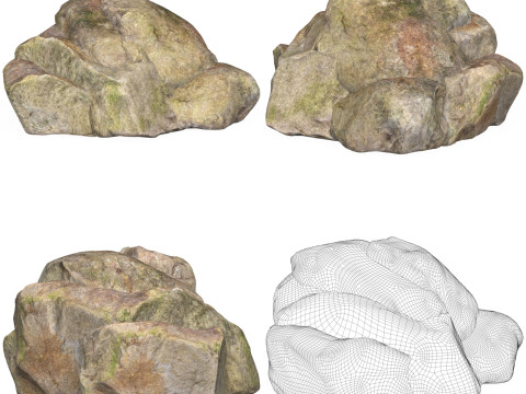 10 Low Poly Stone Rock Collection 3D Model
