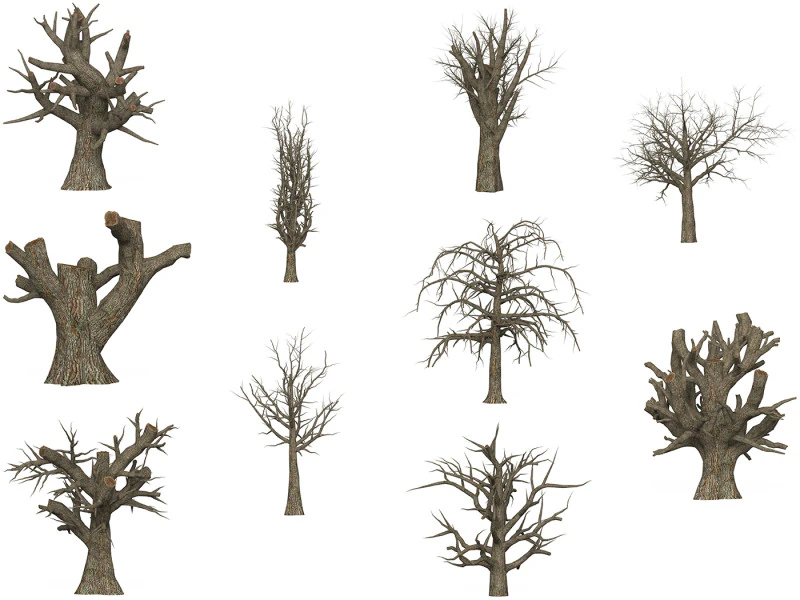 Collezione di alberi morti pronta per il gioco Modello 3D .c4d .max .obj .3ds .fbx .stl .blend 