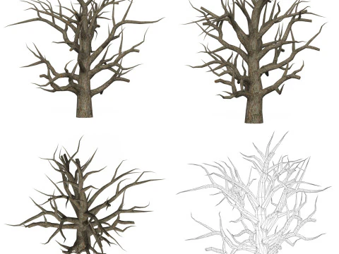 Collezione di alberi morti pronta per il gioco Modello 3D