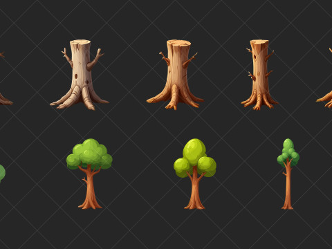 40 Stylized Fantasy Cartoon Tree PNG And Vector EPS Tekstur CG