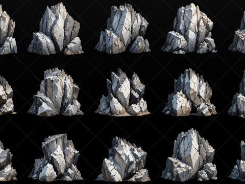 40 Stylized Fantasy Rock Mountain Transparent PNG Texturas CG