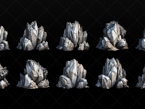 40 Stylized Fantasy Rock Mountain Transparent PNG Texturas CG