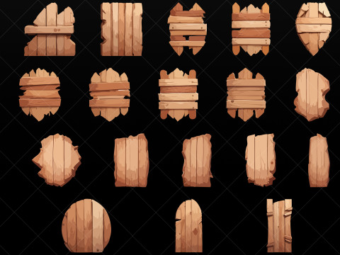 110 Wooden Planks and Boards 2D Game Assets CG テクスチャ