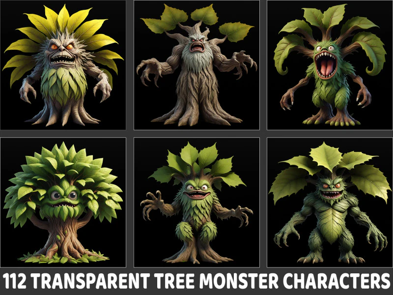 112 Fantasy Tree Monster Characters CG Textures .c4d .max .obj .3ds .fbx .stl .blend 