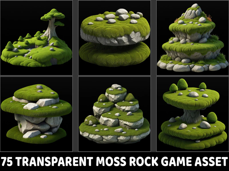 75 Moss Rock Background Game Asset CG Textures .c4d .max .obj .3ds .fbx .stl .blend 