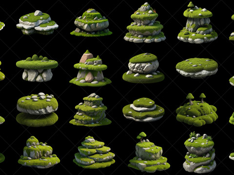 75 Moss Rock Background Game Asset CG Dokuları