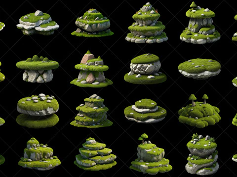 75 Moss Rock Background Game Asset CG Textures