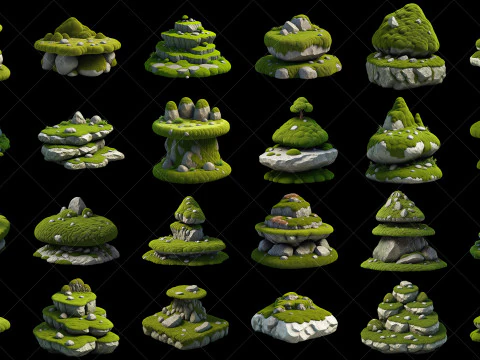 75 Moss Rock Background Game Asset CG Textures