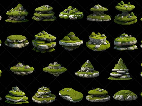 75 Moss Rock Background Game Asset CG Dokuları