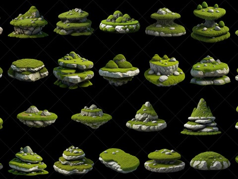 75 Moss Rock Background Game Asset CG Textures