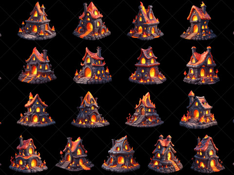 50 Fantasy Lava Magma Fire House Game Asset CG Textures